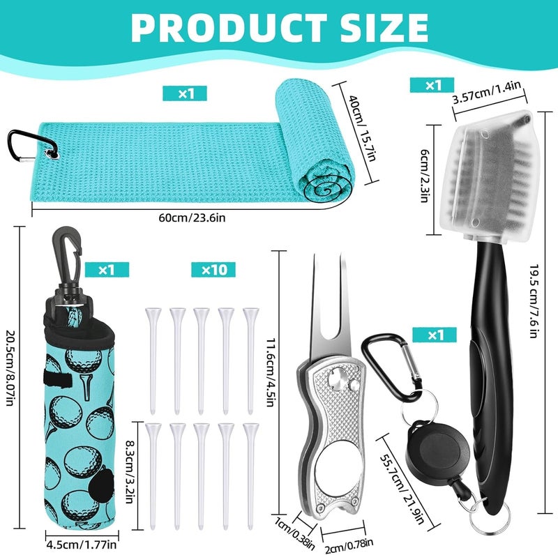 Wynaura 15PCS Golf Accessories Kit - Include Golf Club Cleaner Brush with Groove Cleaner Tool, Golf Ball Bag, Divot Tool with Magnetic Ball Marker, Towel, Golf Tees, Golf Gift for Men/Women - Image 5